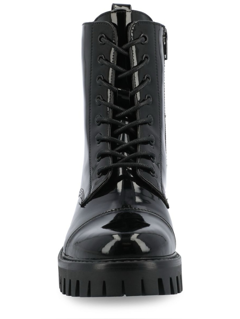 ♥️♥️ Journee Collection Women's Aaley Lace Up Lug Combat Bootie - Patent/Black - Picture 6 of 9